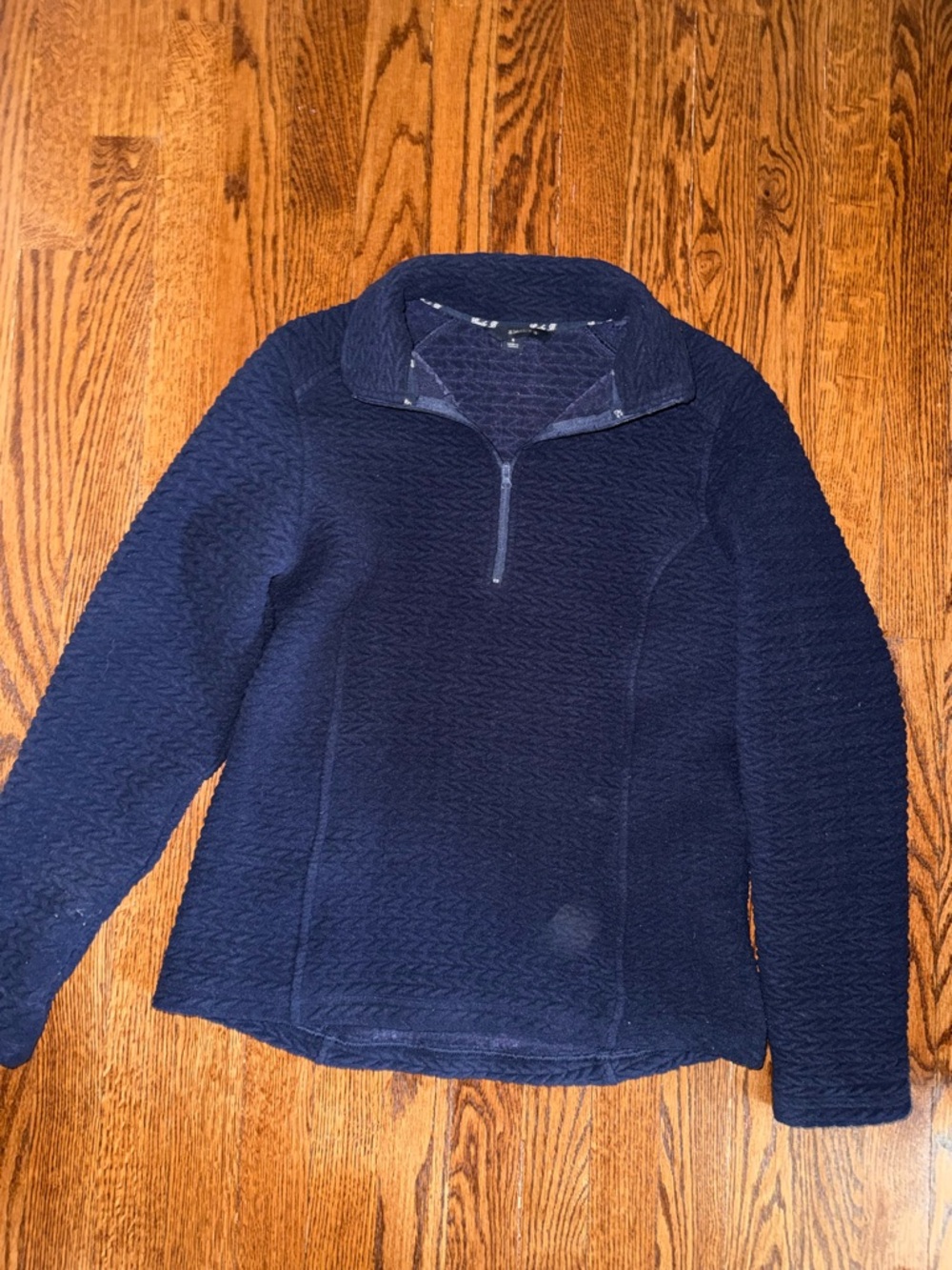 Women's Navy Zip-Front V-Neck Sweater